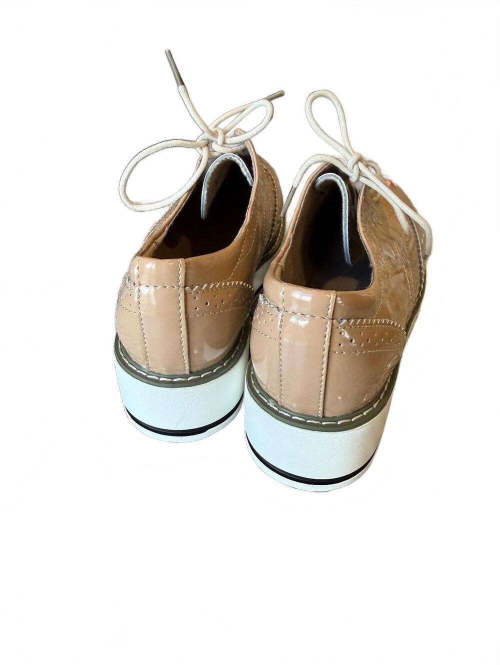 Dadawen Tan Patent Leather Wingtip Platform Oxford Shoes Women's EU 40 / US 9 - Picture 4 of 6